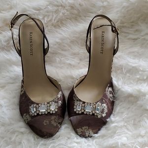Floral open toed shoes